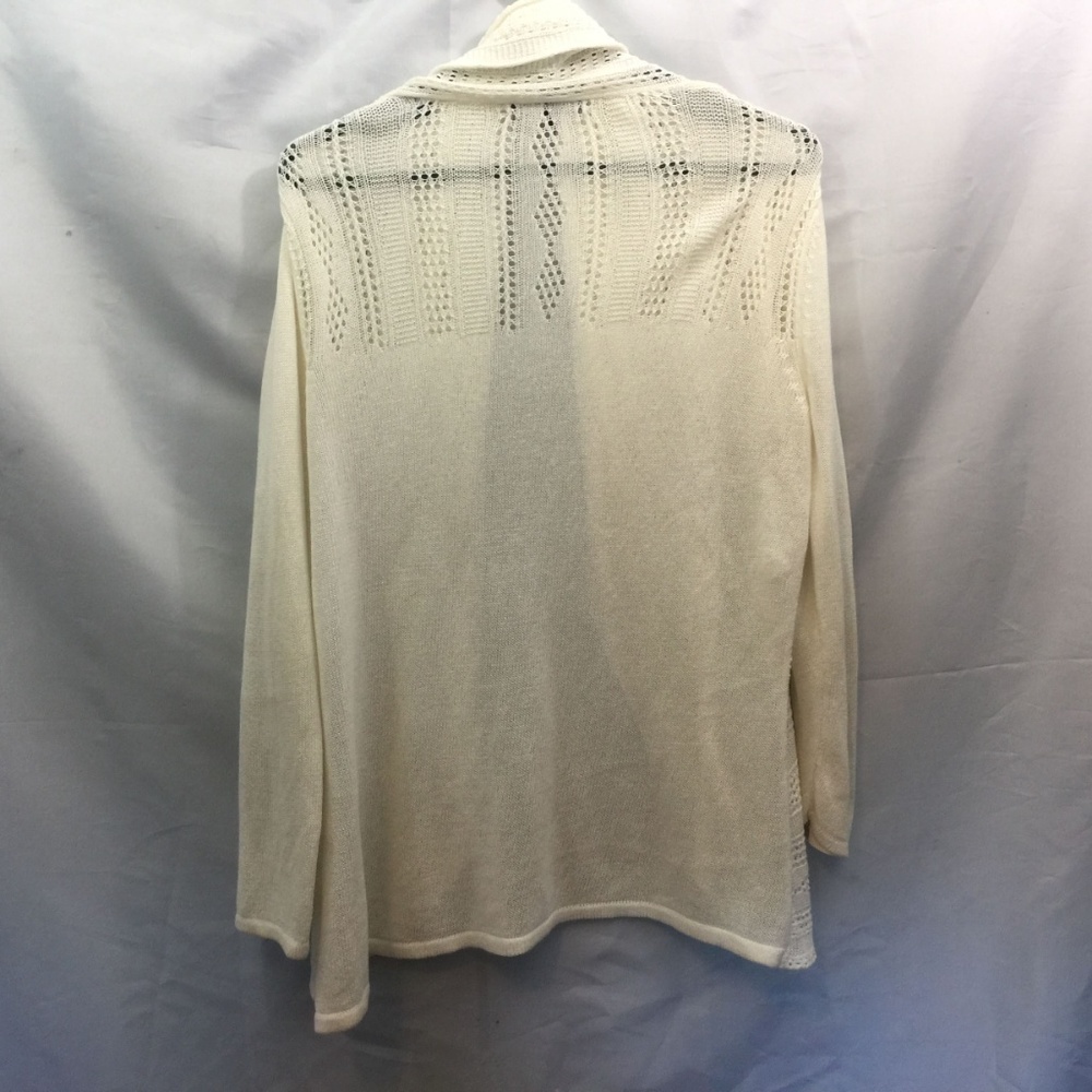 Cable & Gauge Size M White Open Front Cardigan - Picture 3 of 9